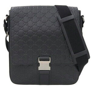 Gucci Guccissima Shoulder Bag Crossbody Black Leather Logo